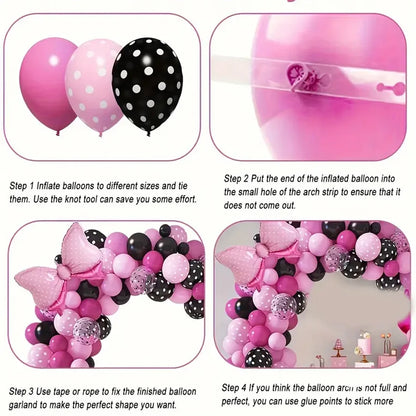Pink & Black theme balloon arch