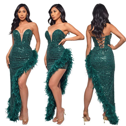 Dillma Sequin Feather Dress
