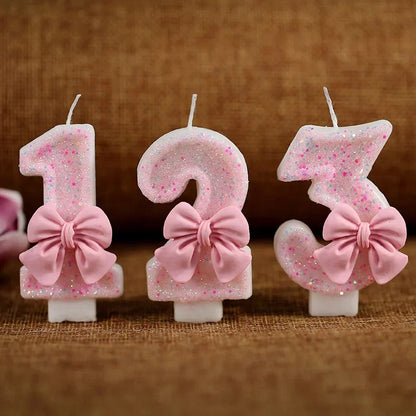 Pink Bow 3D candles
