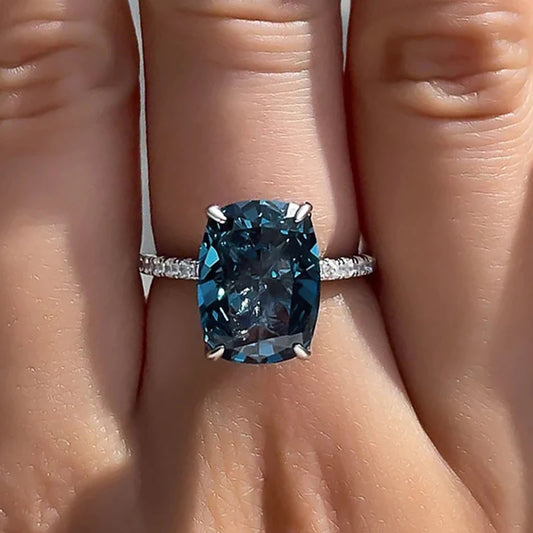 Big Oval blue CZ rings
