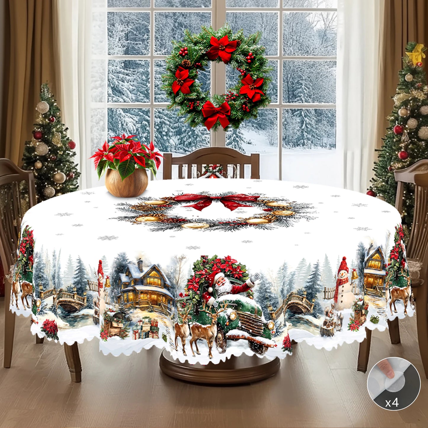 Christmas Tablecloth – Santa & Snowman