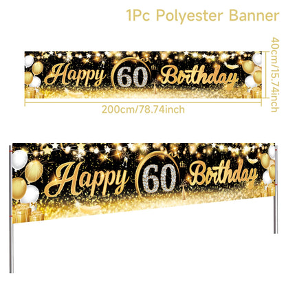 Black Gold Birhtday TableCloth