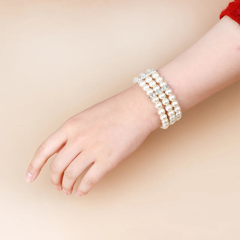Bracelet simulated pearl multilayer beaded