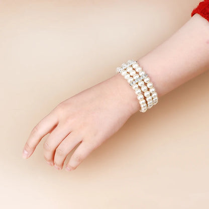 Bracelet simulated pearl multilayer beaded