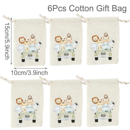 Animal character Gift Bags for Party 6pcs