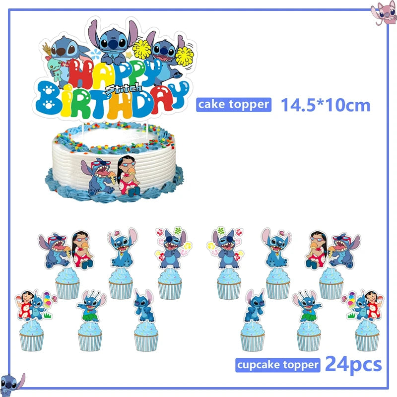 Disney Stitch Birthday Party Decoration Supplies New Lilo Stitch Balloon Baby Shower Aloha Paper Cups Plates Napkins Tablecloth