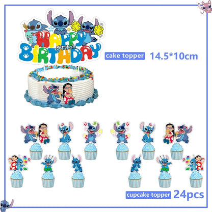 Disney Stitch Birthday Party Decoration Supplies New Lilo Stitch Balloon Baby Shower Aloha Paper Cups Plates Napkins Tablecloth