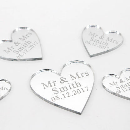Engraved personalized name Love Heart tag 30/50/100pcs