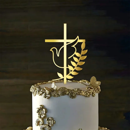 Baptism , Christening Communion Cross cake topper  (L 10*14.8cm)