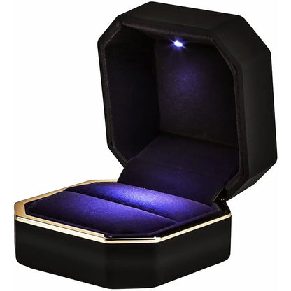 LED Light double rings box for wedding