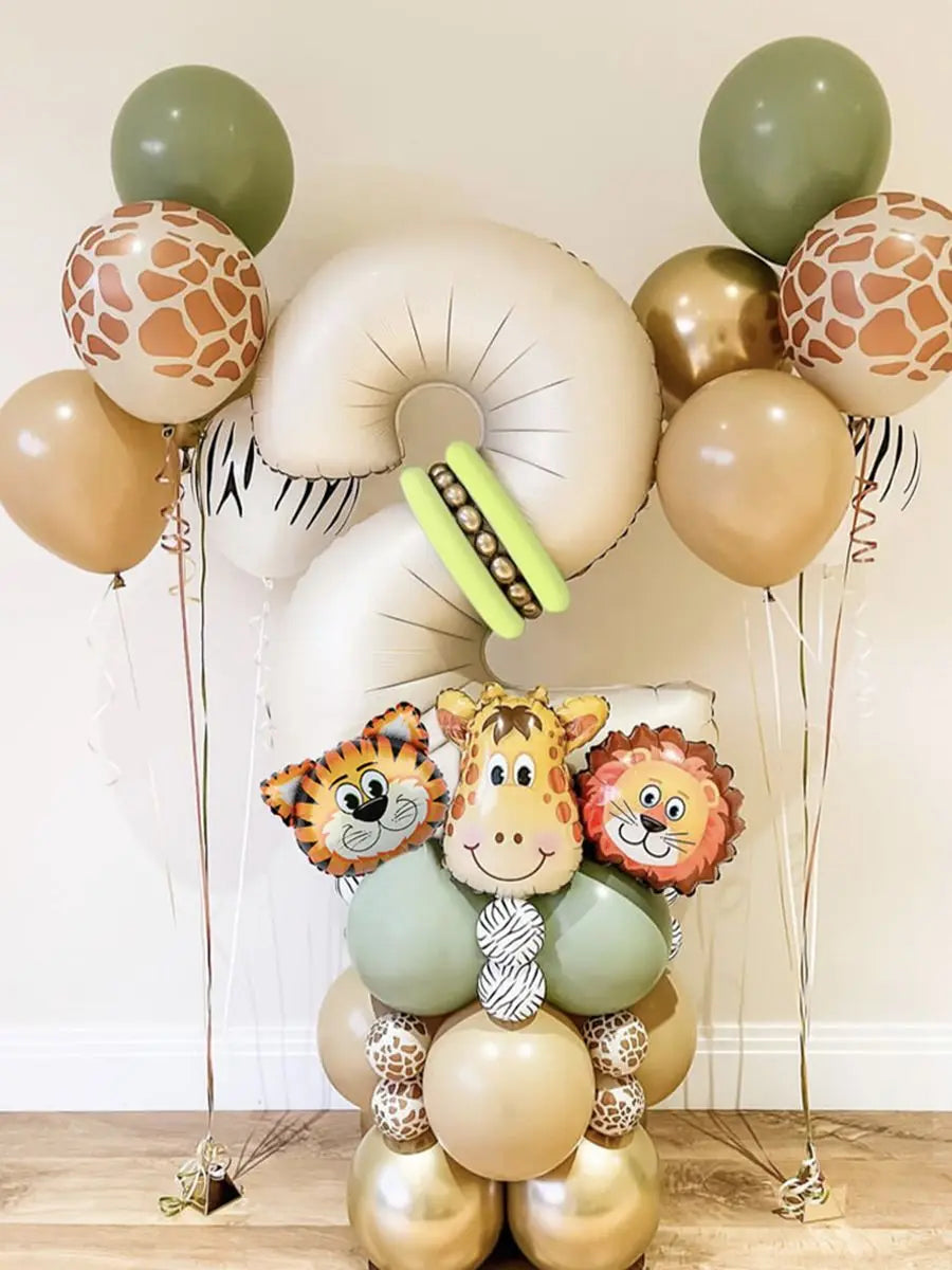 40PCS Jungle Animal Number Balloon Set