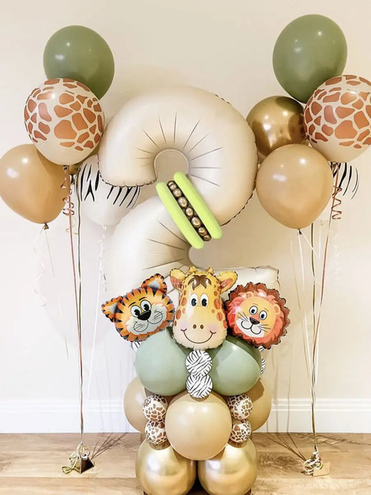 40PCS Jungle Animal Number Balloon Set