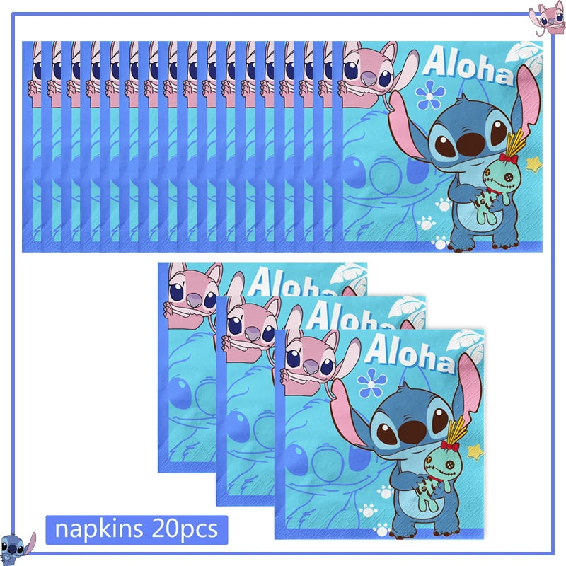 Disney Stitch Birthday Party Decoration Supplies New Lilo Stitch Balloon Baby Shower Aloha Paper Cups Plates Napkins Tablecloth