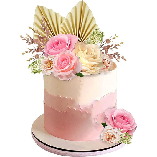 Paper Palm fan cake topper leaf 2Pcs