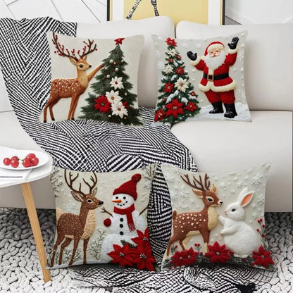 4PCS Christmas Linen Pillowcase Set
