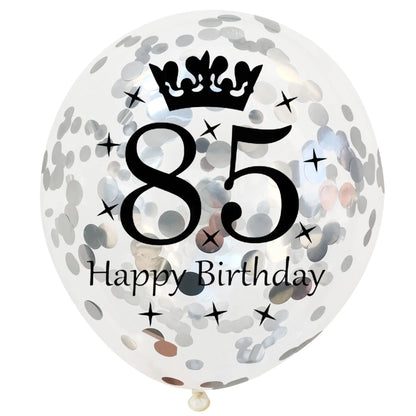12in Crown Number Confetti Balloons