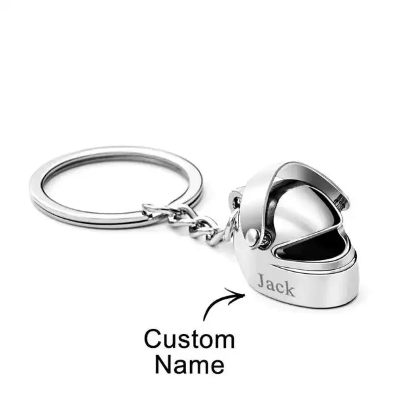 Personalized name motorcycle helmets keychain