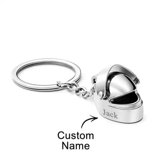Personalized name motorcycle helmets keychain