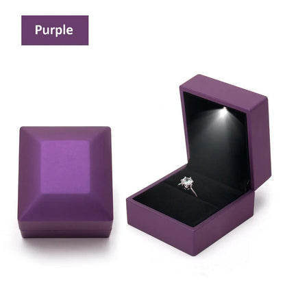 LED Light double rings box for wedding