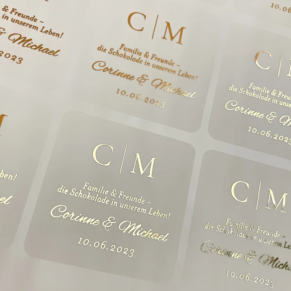 50 Sheets Square Clear Stickers, Custom Text Sticker