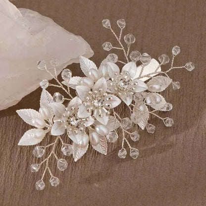 Pearl Flower Clip Silver