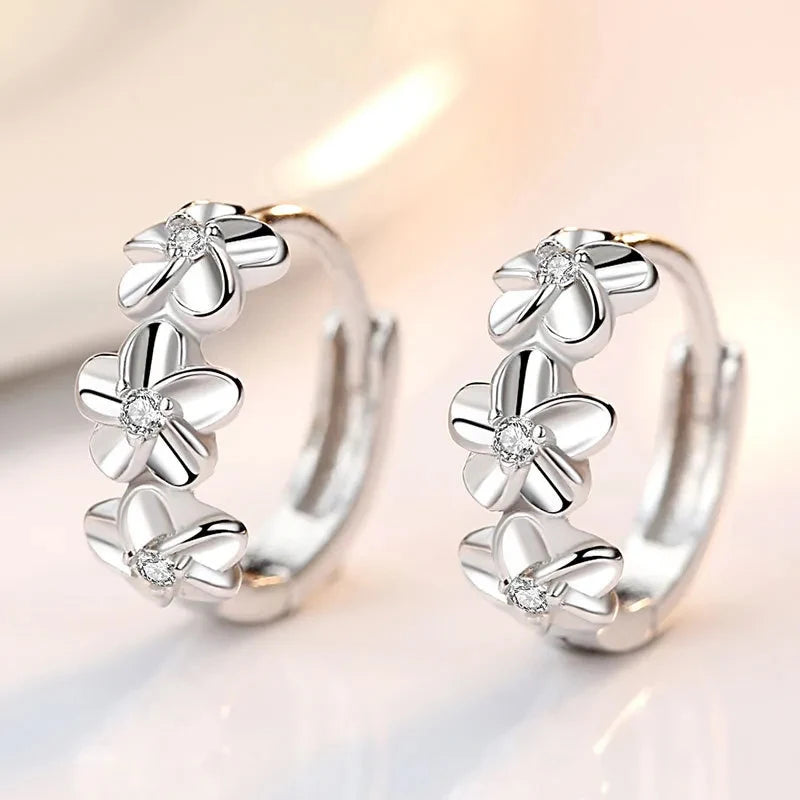 Flower stud  925 sterling silver earrings