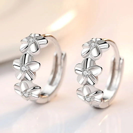 Flower stud  925 sterling silver earrings