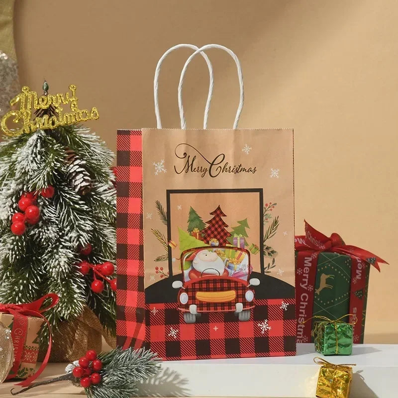 Christmas Kraft Gift Boxes with Handle