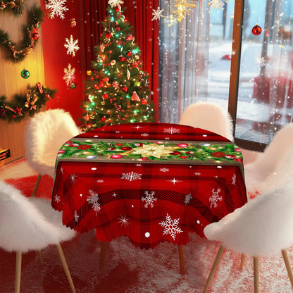 Christmas Dining Table Cover – Red Holly & Bow