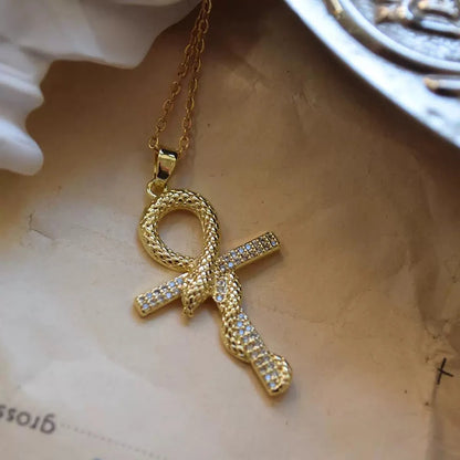 Cross pendant Zircon ston necklace