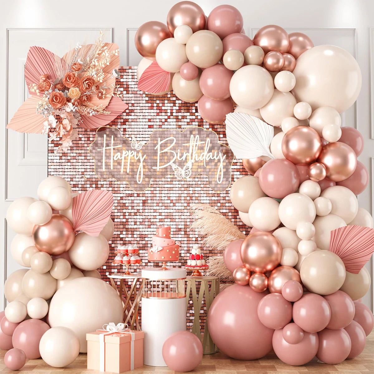 Pink Pastel Macaron Balloons Garland Arch