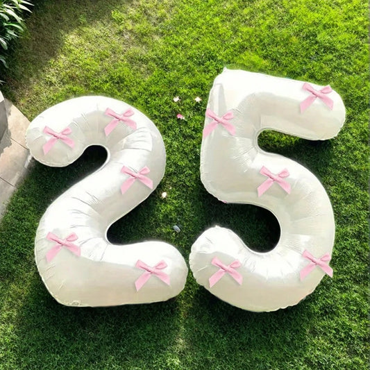 Pink Bow balloons number
