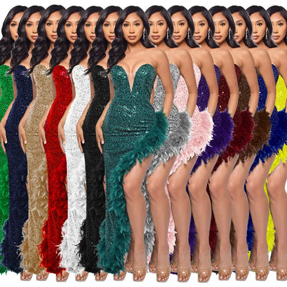 Dillma Sequin Feather Dress