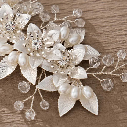 Pearl Flower Clip Silver