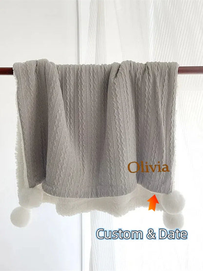 Personalized name nursery baby blanket fluffy lamb wool qui