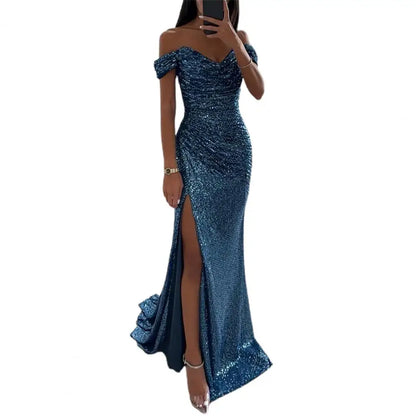 Caren Off-Shoulder Sequin Gown