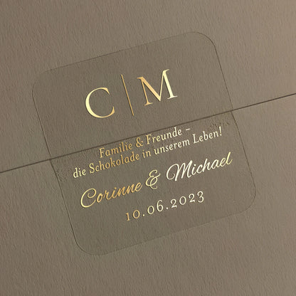 50 Sheets Square Clear Stickers, Custom Text Sticker