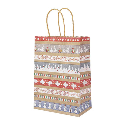 5pcs Christmas Kraft Gift Bags – Santa & Snowman