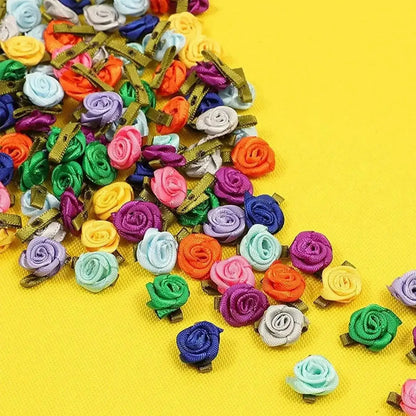 Artificial fabric flower and green leaf 100pcs