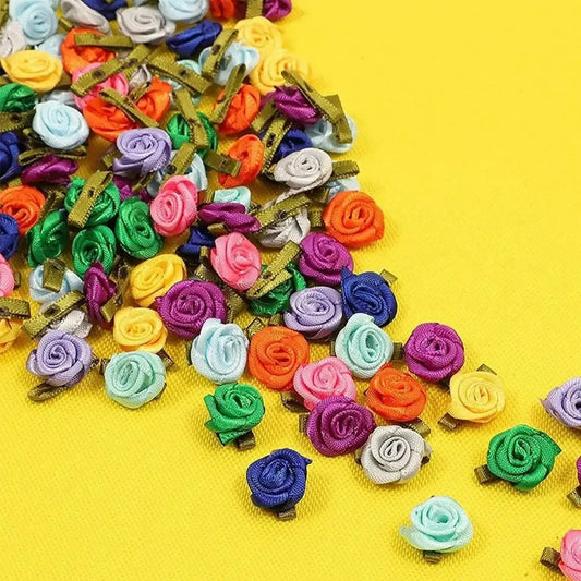 Artificial fabric flower and green leaf 100pcs