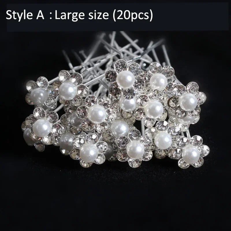 Elegant Pearl Crystal Hairpin 20pcs
