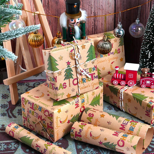Christmas Tree & Santa Gift Wrapping Paper