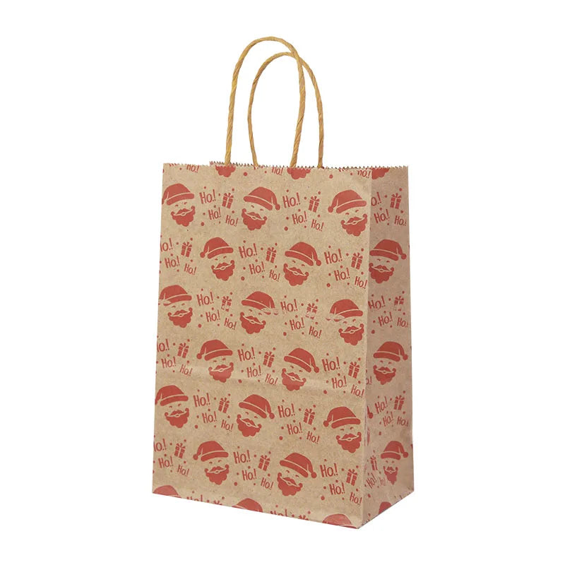 5pcs Christmas Kraft Gift Bags – Santa & Snowman