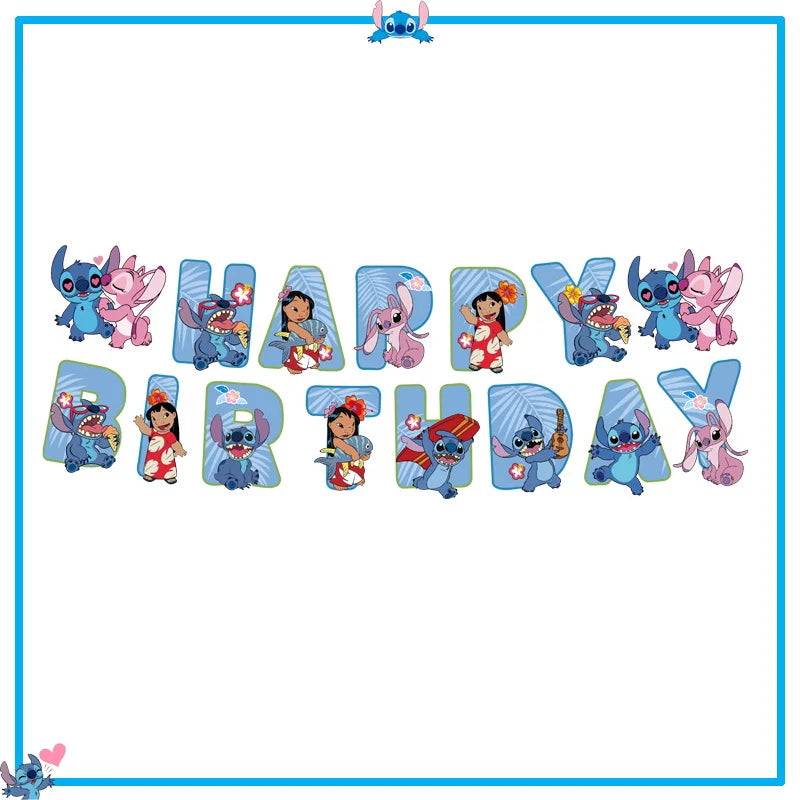 Disney Stitch Birthday Party Decoration Supplies New Lilo Stitch Balloon Baby Shower Aloha Paper Cups Plates Napkins Tablecloth