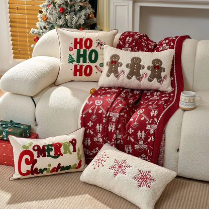 Embroidered Merry Christmas Cushion Cover