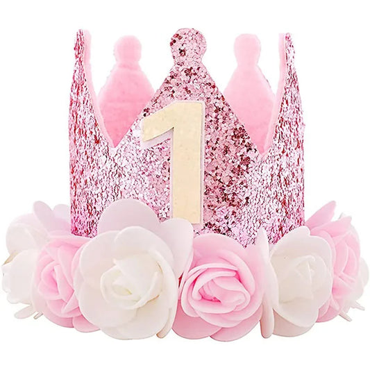 1 year Crown , Pink white rose