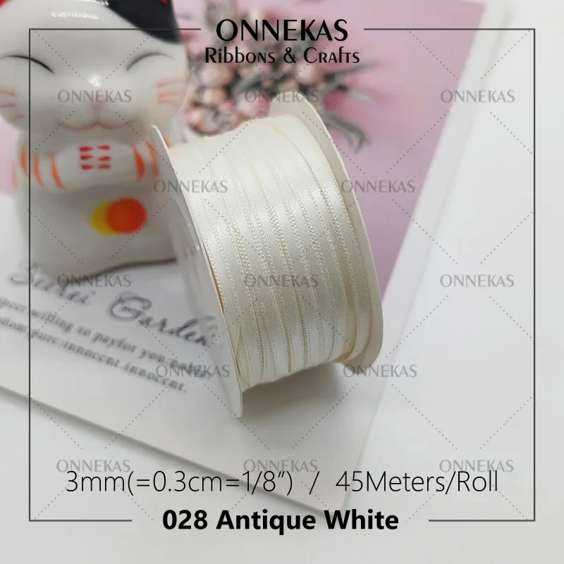 Satin ribbon 100% polyester (45M) 3mm