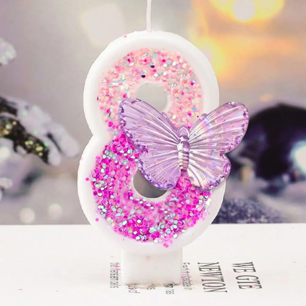 0–9 Purple Butterfly Number Candles