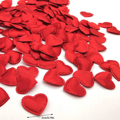 Heart padded fabric petals for table and carpet decoration 200Pcs