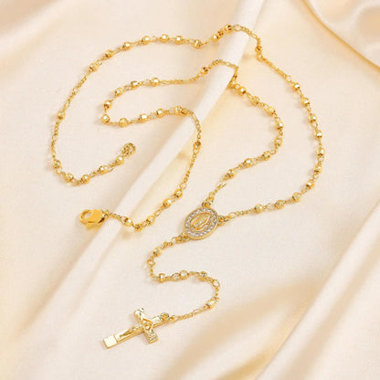 Virgin Mary Rosary & Cross of Jesus necklace